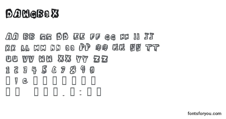 A fonte DawgBox – alfabeto, números, caracteres especiais