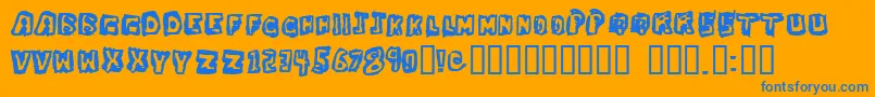 DawgBox-Schriftart – Blaue Schriften auf orangefarbenem Hintergrund