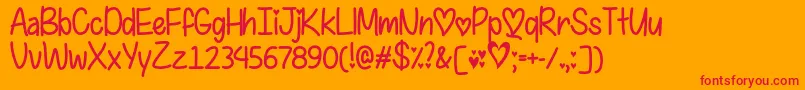 IFoundMyValentineOtf-Schriftart – Rote Schriften auf orangefarbenem Hintergrund