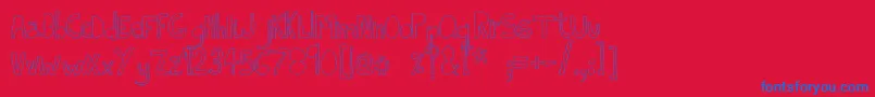 IndietronicaThin-Schriftart – Blaue Schriften auf rotem Hintergrund