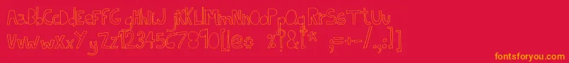 IndietronicaThin-Schriftart – Orangefarbene Schriften auf rotem Hintergrund