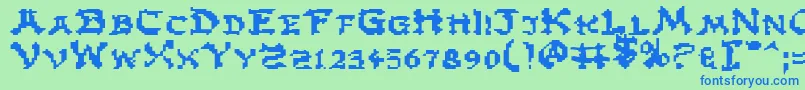 フォントZene – 青い文字は緑の背景です。
