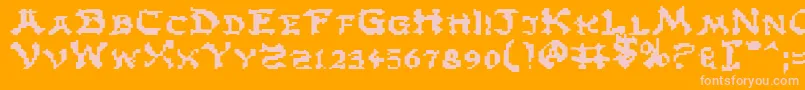 Weitere Informationen zur Zene-Schriftart Zene-Schriftart – Rosa Schriften auf orangefarbenem Hintergrund