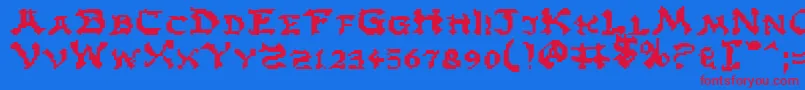 フォントZene – 赤い文字の青い背景