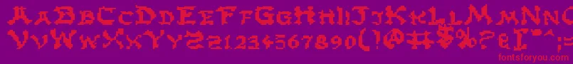 Czcionka Zene – czerwone czcionki na fioletowym tle