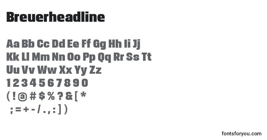 Schriftart Breuerheadline – Alphabet, Zahlen, spezielle Symbole