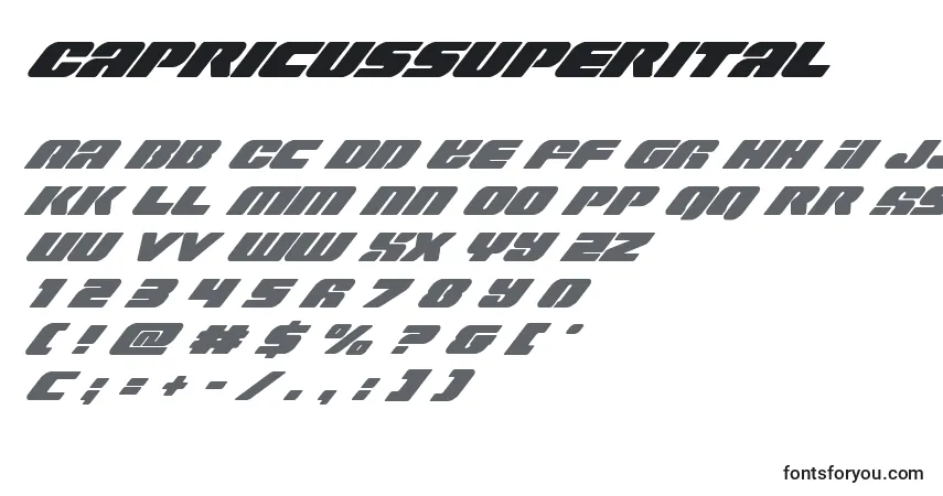 Шрифт Capricussuperital – алфавит, цифры, специальные символы