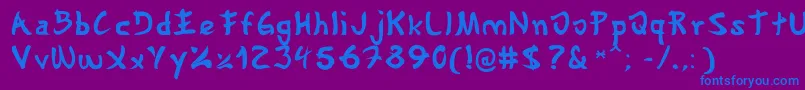 フォントGyosho – 紫色の背景に青い文字