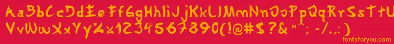 フォントGyosho – 赤い背景にオレンジの文字