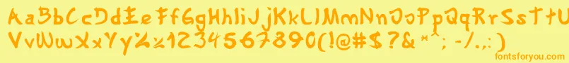 Gyosho Font – Orange Fonts on Yellow Background