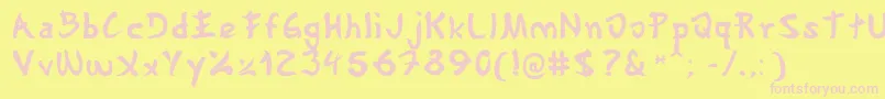 Gyosho Font – Pink Fonts on Yellow Background