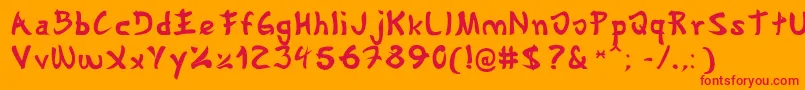 Gyosho Font – Red Fonts on Orange Background