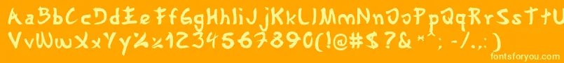 Gyosho Font – Yellow Fonts on Orange Background