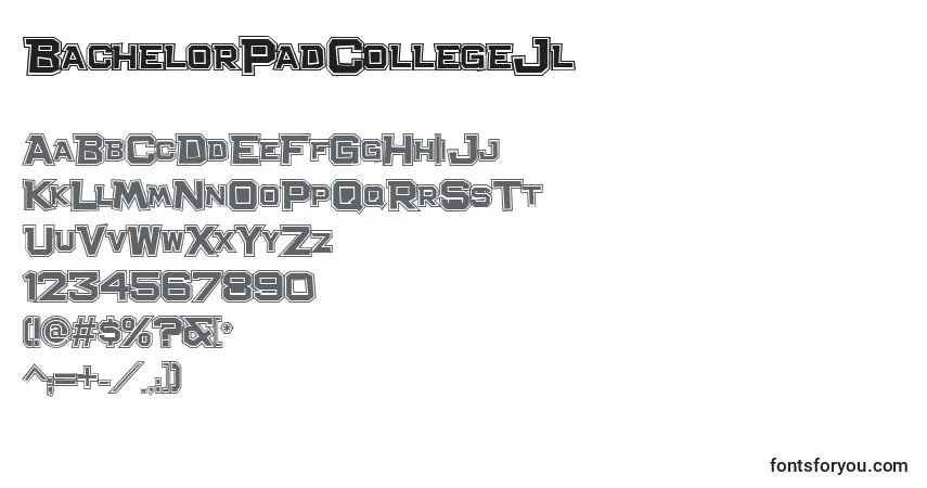 Шрифт BachelorPadCollegeJl – алфавит, цифры, специальные символы