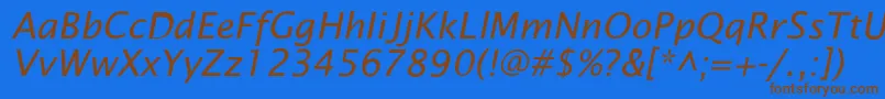 フォントLucidaSansIta – 茶色の文字が青い背景にあります。