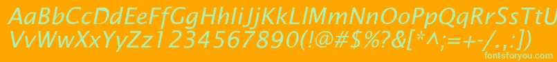 LucidaSansIta-Schriftart – Grüne Schriften auf orangefarbenem Hintergrund