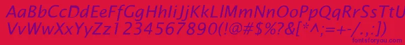 LucidaSansIta-Schriftart – Violette Schriften auf rotem Hintergrund