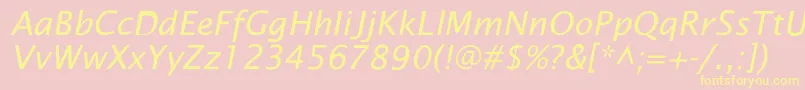 LucidaSansIta-Schriftart – Gelbe Schriften auf rosa Hintergrund