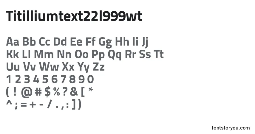 A fonte Titilliumtext22l999wt – alfabeto, números, caracteres especiais