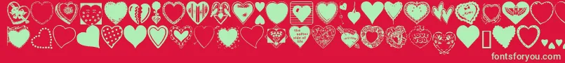 Fonte Heargrg – fontes verdes em um fundo vermelho