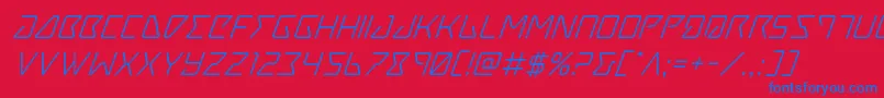 Tracersuperital-Schriftart – Blaue Schriften auf rotem Hintergrund