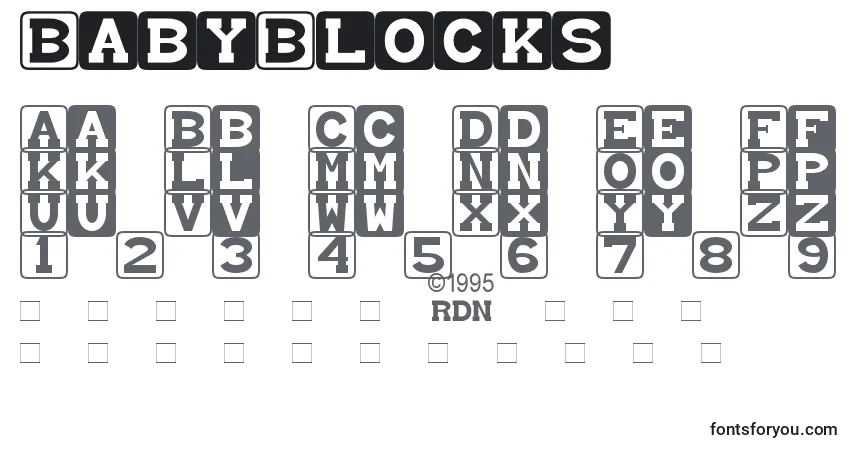 Fuente BabyBlocks - alfabeto, números, caracteres especiales