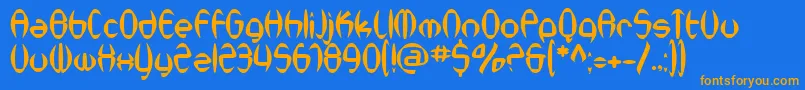 SfSynthonicPop Font – Orange Fonts on Blue Background