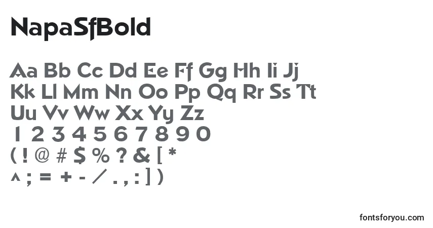 Schriftart NapaSfBold – Alphabet, Zahlen, spezielle Symbole