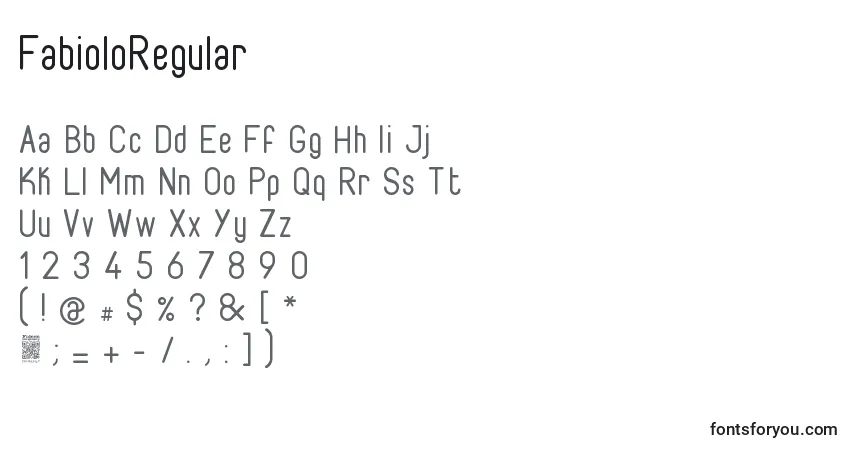 A fonte FabioloRegular (65572) – alfabeto, números, caracteres especiais
