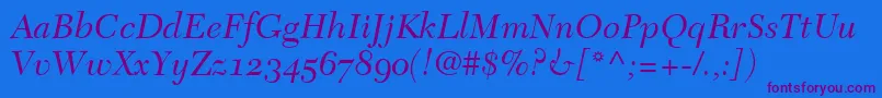TycoonOldstyleSsiNormal Font – Purple Fonts on Blue Background