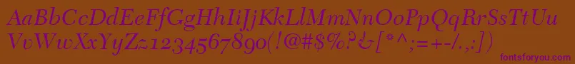 TycoonOldstyleSsiNormal Font – Purple Fonts on Brown Background
