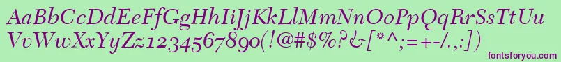 TycoonOldstyleSsiNormal Font – Purple Fonts on Green Background