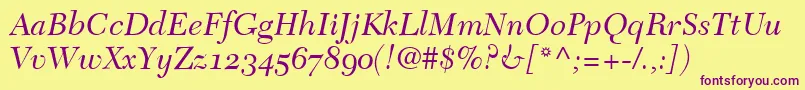 TycoonOldstyleSsiNormal Font – Purple Fonts on Yellow Background
