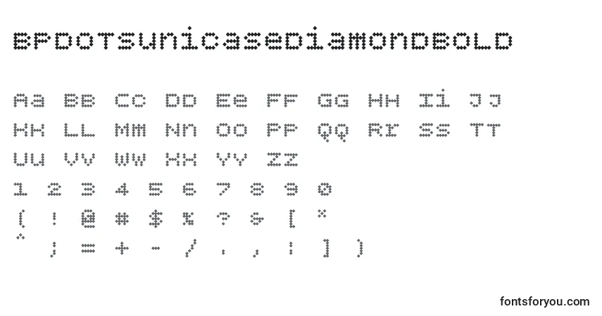 Fuente Bpdotsunicasediamondbold - alfabeto, números, caracteres especiales