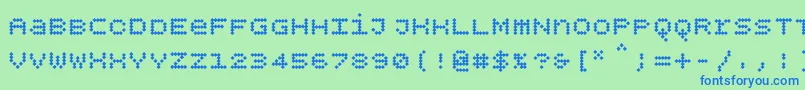 Шрифт Bpdotsunicasediamondbold – синие шрифты на зелёном фоне