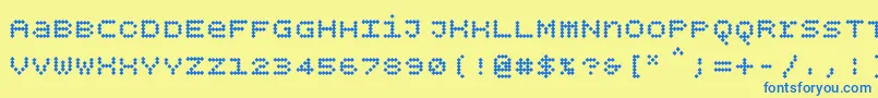 Bpdotsunicasediamondbold Font – Blue Fonts on Yellow Background