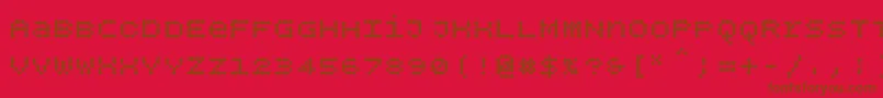 Bpdotsunicasediamondbold-Schriftart – Braune Schriften auf rotem Hintergrund