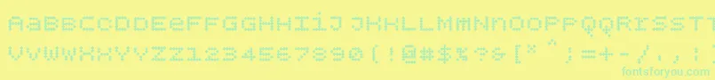 Fonte Bpdotsunicasediamondbold – fontes verdes em um fundo amarelo