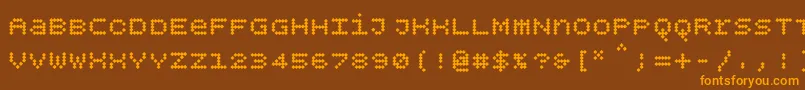 Bpdotsunicasediamondbold Font – Orange Fonts on Brown Background