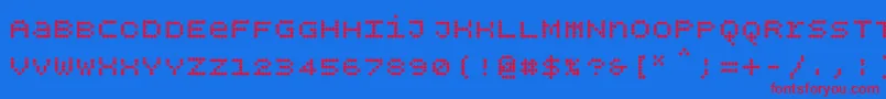 フォントBpdotsunicasediamondbold – 赤い文字の青い背景