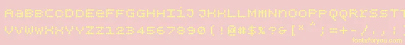 Bpdotsunicasediamondbold-Schriftart – Gelbe Schriften auf rosa Hintergrund