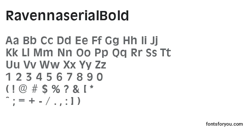 Czcionka RavennaserialBold – alfabet, cyfry, specjalne znaki