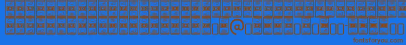 フォントLuckyapeRegular – 茶色の文字が青い背景にあります。