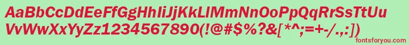 FranklingotitcteedemItalic Font – Red Fonts on Green Background