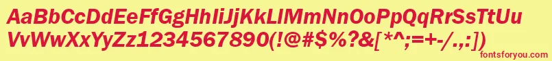 フォントFranklingotitcteedemItalic – 赤い文字の黄色い背景