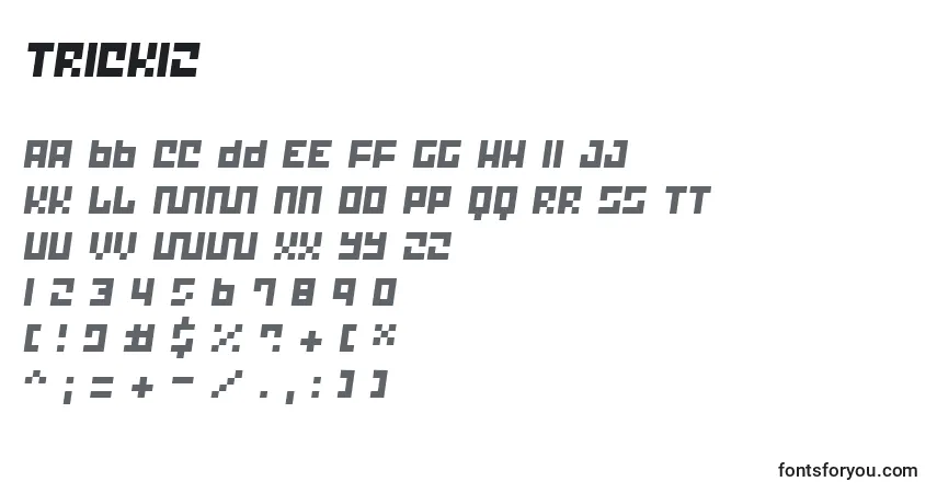 Czcionka Trick12 – alfabet, cyfry, specjalne znaki