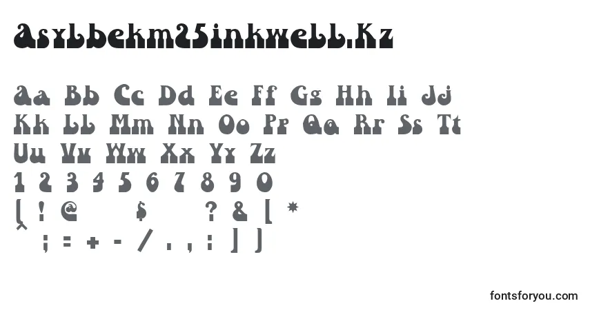 A fonte Asylbekm25inkwell.Kz – alfabeto, números, caracteres especiais