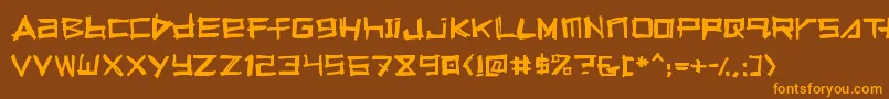 フォントSqueeg – オレンジ色の文字が茶色の背景にあります。
