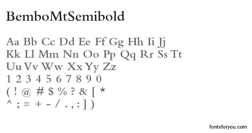 Шрифт BemboMtSemibold – алфавит, цифры, специальные символы