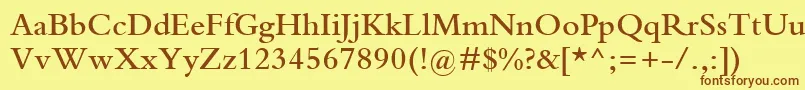 フォントBemboMtSemibold – 茶色の文字が黄色の背景にあります。